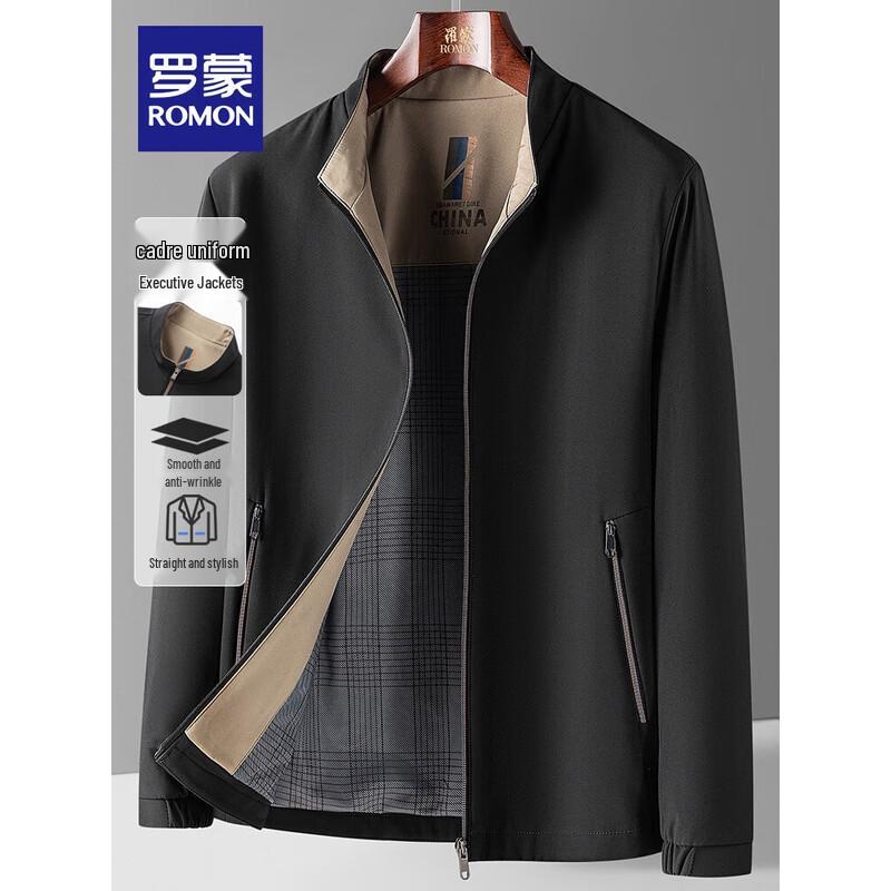 Romon Men s Business Casual Stand Collar Jacket L