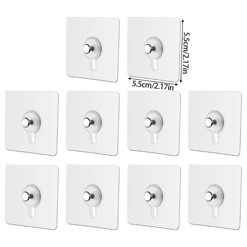 10Pcs  White Adhesive Hooks Without Tool Installation Functional Bathroom Kitchen Organizers for Small Space Livings