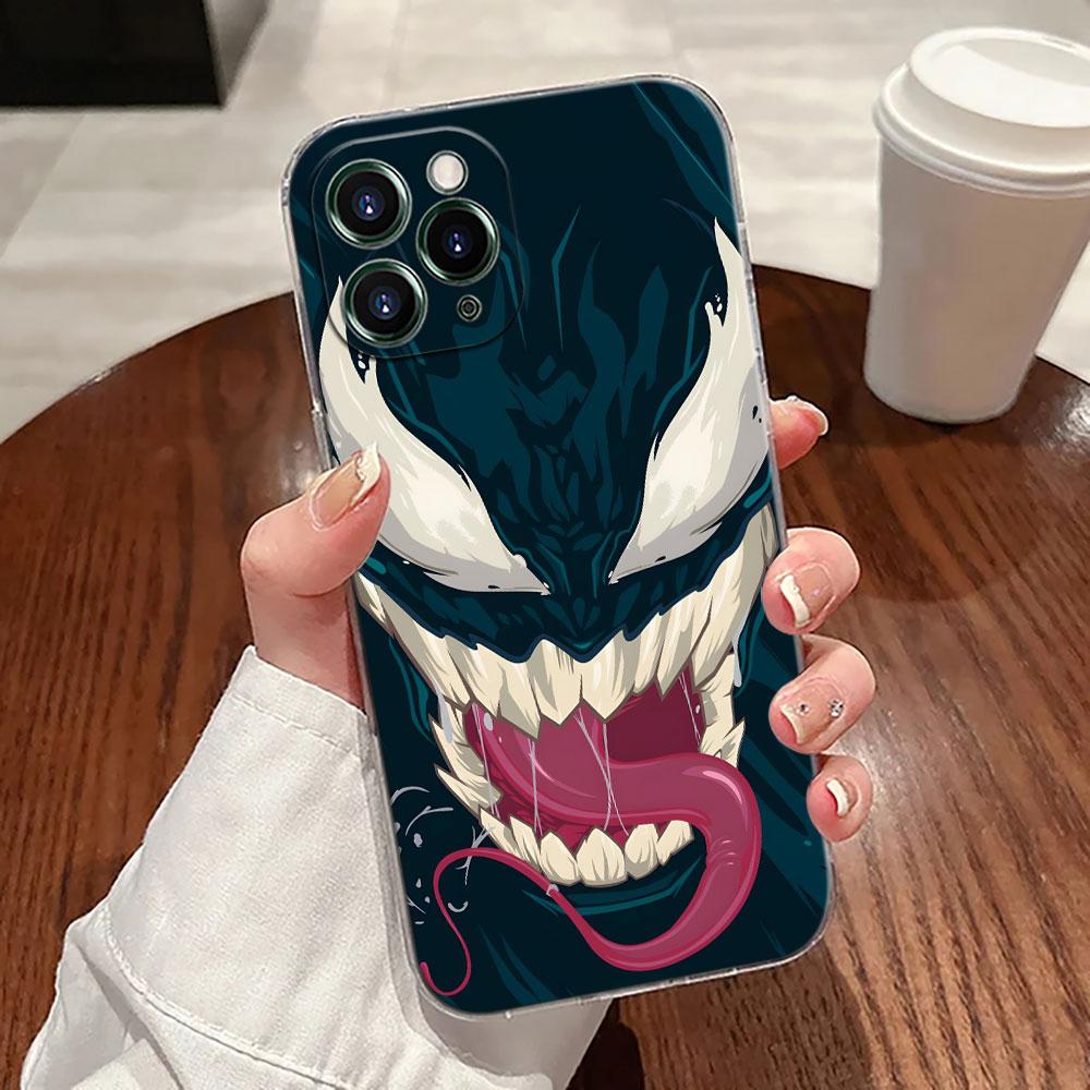 Venom Head Marvel Transparent Phone Case For iPhone 17 Pro Max 17E 11 12 13 14 15 16 Pro Max 15 Plus 17 Air 16E 7 XS Soft Cover