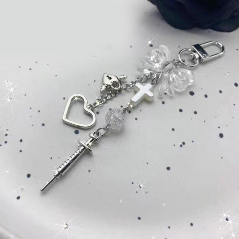 Delicate Phone Charm Keychain Bag Dangler Cute Bowknot Heart Phone Dangler Decoration for Fashionable Individuals