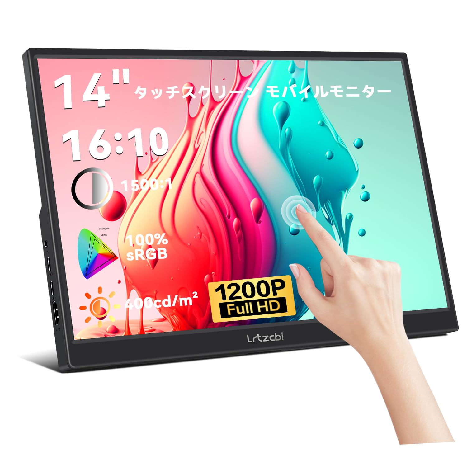 

small touch mobile IPS lightweight mobile FHD portable USB Type standard HDMI compatible with 14-inch monitor, panel, thin, display, 1920x1200, чорний