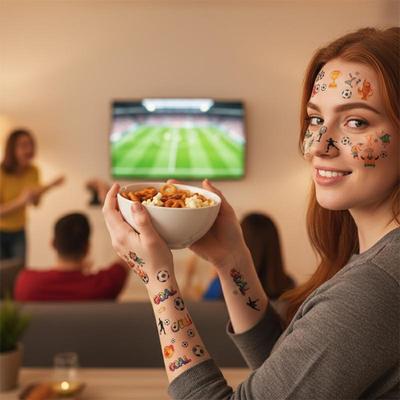 8 PCS Soccer Temporary Tattoos Football Fake Tattoos Soccer Fake Tattoo Sticker For Adult Party Decorations