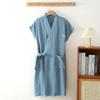 Naynfenl Gauze Pajamas Men's Women's Bathrobe Cotton After-Bath Pocketed Unisex Loungewear Jinbei Yukata Plus Size Blue 2XL