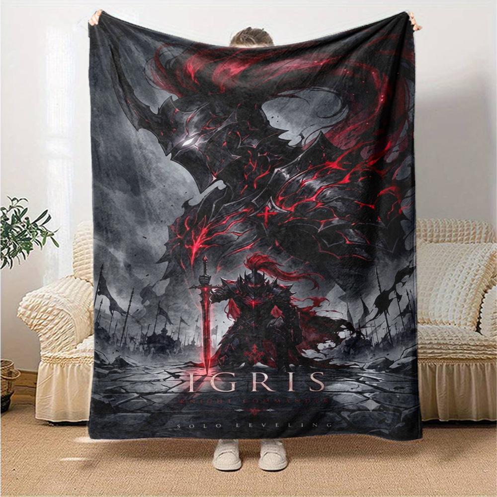 Solo Leveling Igris Print Flannel Blanket High Quality Warm Comfortable Cover for All Seasons Perfect for Gifts Home Decor