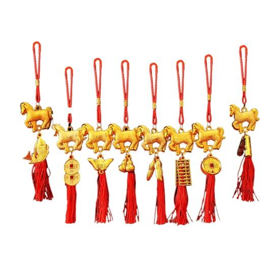 Chinese New Year Decorations 2026 Year of Horse Lucky Feng Shui Charm Zodiac Horse Hanging Tassel Pendant for Fortune Wealth Success Home Car Bonsai
