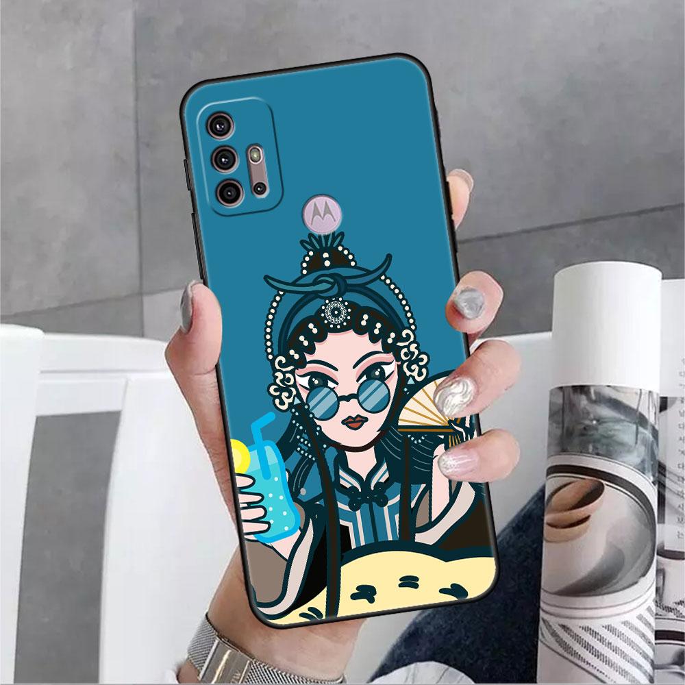Case For Motorola G30 G60 G9 Play One Fusion Plus Edge 20 G8 Power Lite G22 G50 G200 G51 G71 G31 Phone Cover Opera Retro Girl