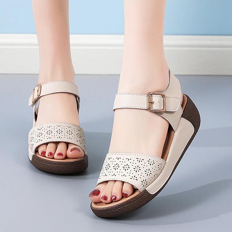 Fashion Women's Platform Summer Sandals Casual Walking Light Fashion Comfortable Wedge Heel Outdoor Beach Sandals Mother Shoes
