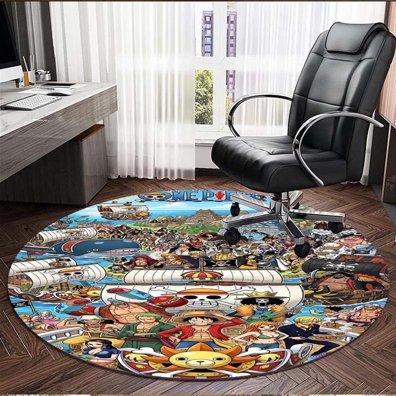 One Piece Druck Runder Teppich, Waschbarer Bodenläufer, Für Eingangsbereich Studentenwohnheim Waschküche Büro Arbeitszimmer, Heimdekoration Geburtstag Weihnachtsgeschenk