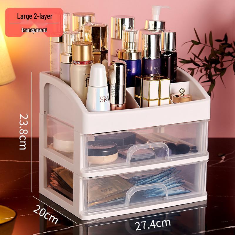 Large Capacity Desktop Cosmetic Storage Box with Drawers for Skincare and Lipstick