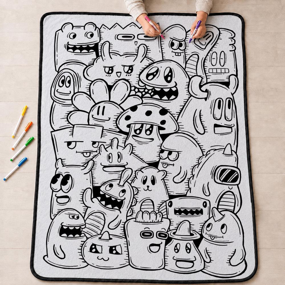 Cross-stitch DIY Fun Graffiti Blanket – Hand-painted Coloring Gift Blanket