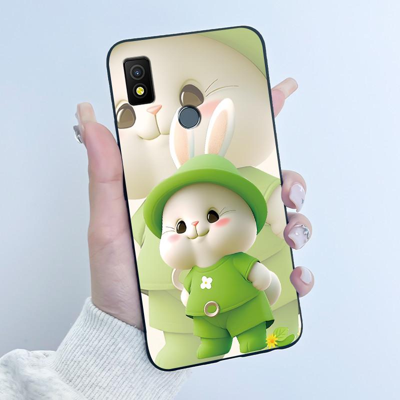 Etui Luksusowe Urocze Króliczek Miłość Śmieszne Czarne Miękkie Silikonowe TPU Ochronne Etui na Telefon dla Cricket Icon4 Tylna Klapka