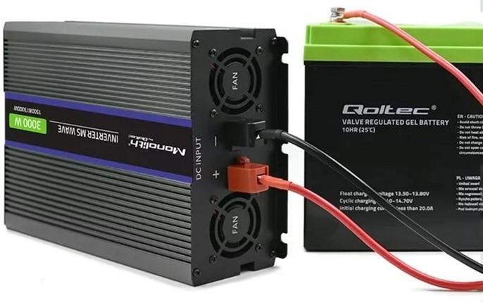 Qoltec Monolith 3000 MS Wave 1500 W/3000 W 12 V to 230 V Car Inverter (5901878519272)