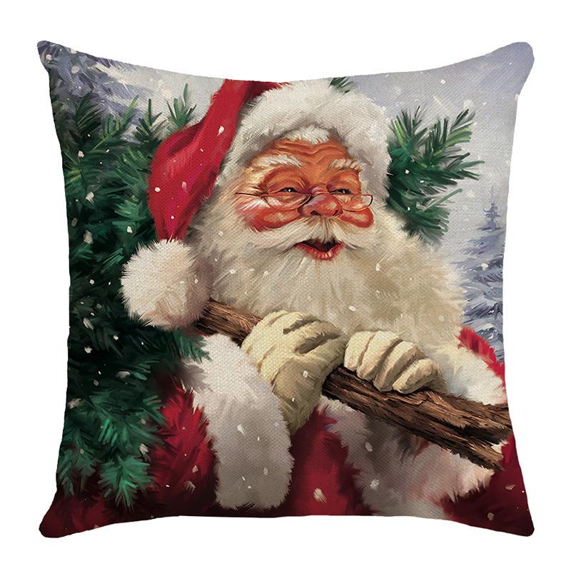 Weihnachts-Leinen-Serie, Verschiedene Kissenbezüge, Einfacher Feiertagsdruck Kissenbezug, Sofakissenbezug