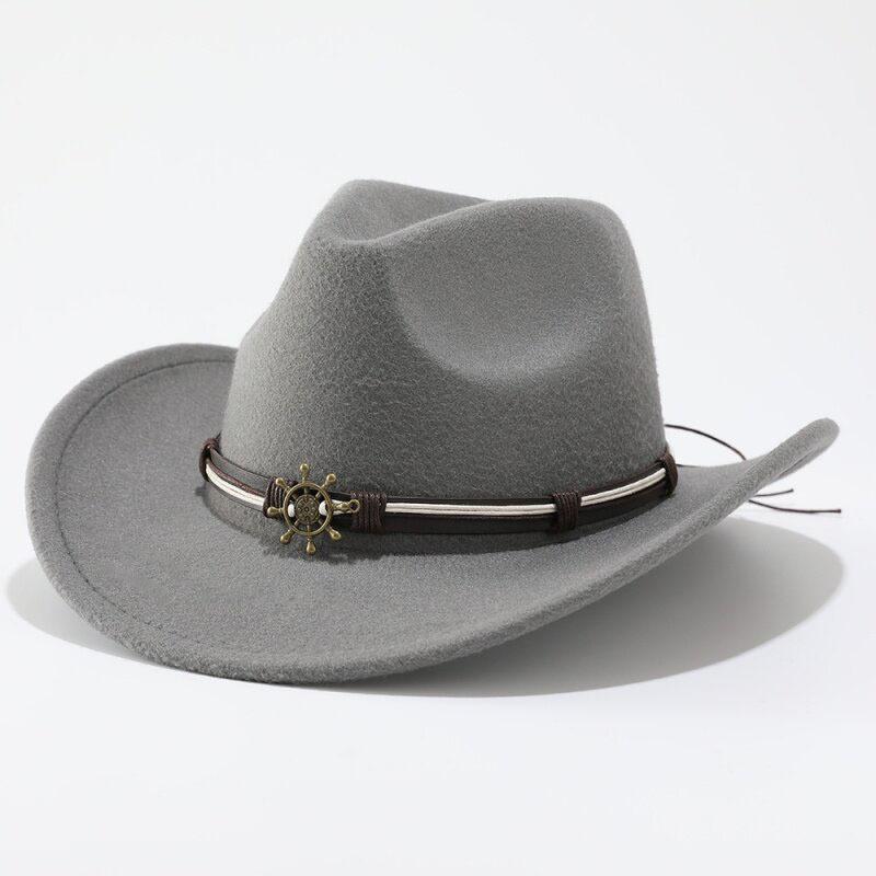 New ethnic woolen western cowboy hat metal skull accessories jazz hat fashion versatile top hat