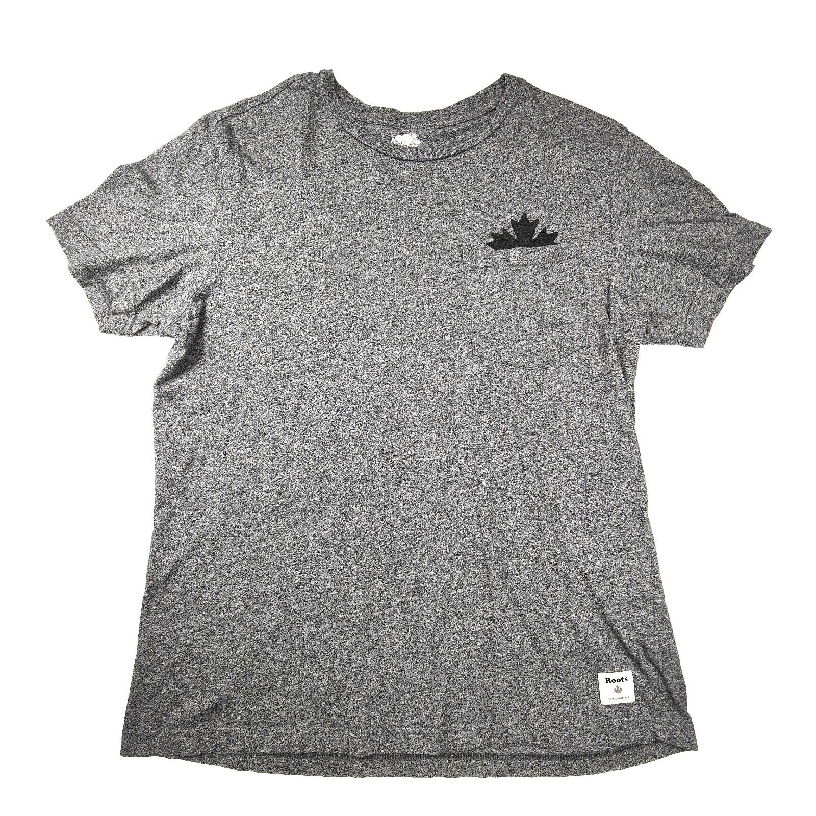 Roots Canada Men’s T-Shirt Medium Grey Logo Graphic Plain Casual Tee XXL