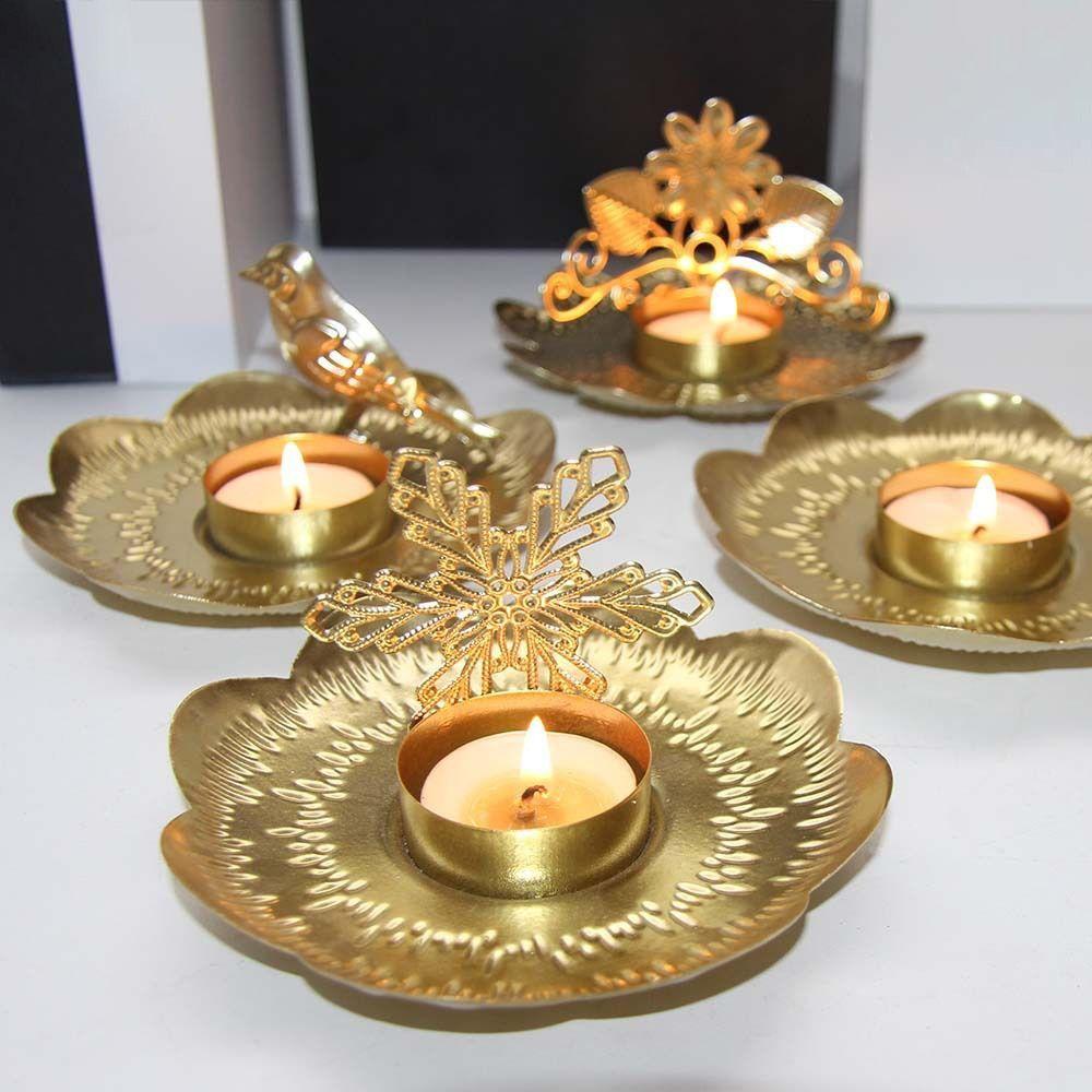 Unique Floral Candle Stand 3D Iron Candle Holder High-grade Gold Candle Holder Living Room