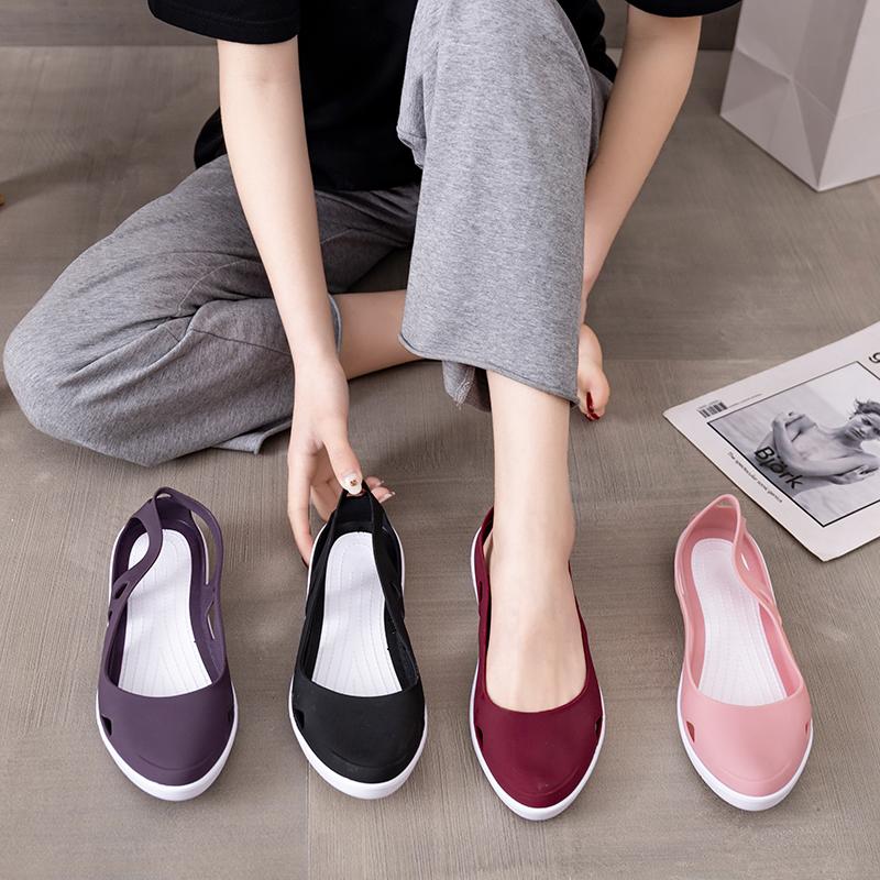 TUINANLE Damesandaler Tå lukket plattform Jelly Shoes Sommer Slip on Casual Dame Beach Sandal