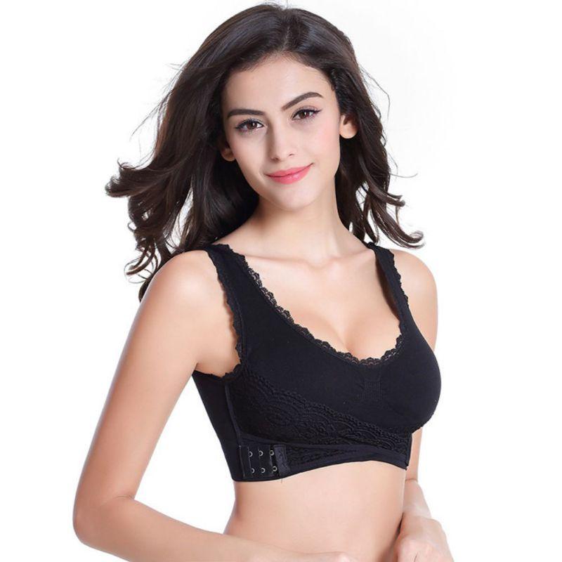 Women Lady Sexy Front Cross Adjustable Side Buckle Lace Vest Wireless Sport Bra For Ultimate Comfort And Style