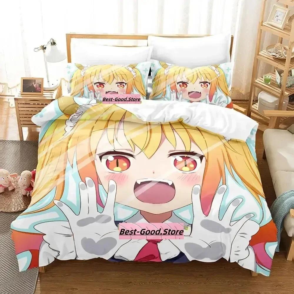 Mis Kobayashi's Dragon Maid Beding Set Printed Bed Linen Set With Pilowcase Bed Soft Duvet Cover Soft Quen Super King-Sized Dimensionsd Dimensions