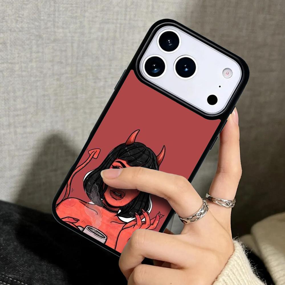 Capa Case for iPhone 17 Air 16 Pro Max 15 Plus 11 13 Mini 14 12 Back Phone Cover Devil Woman iPhone 13 Pro