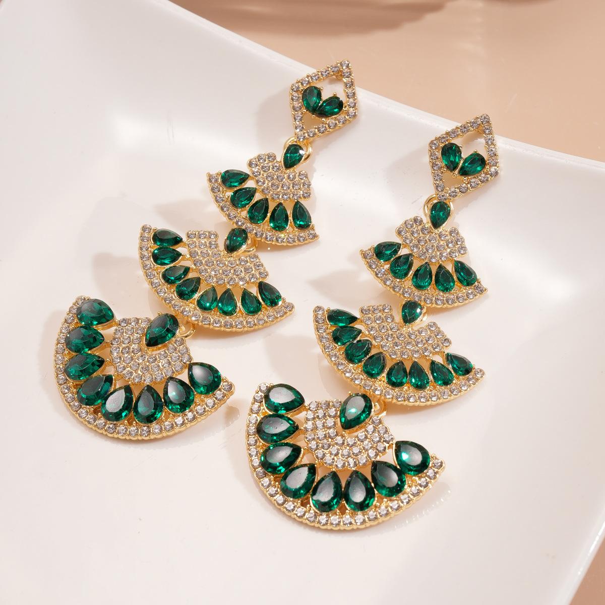 Изумрудные серьги-веера геометрической формы в виде капель воды в дворцовом стиле, высококлассные серьги серебряный