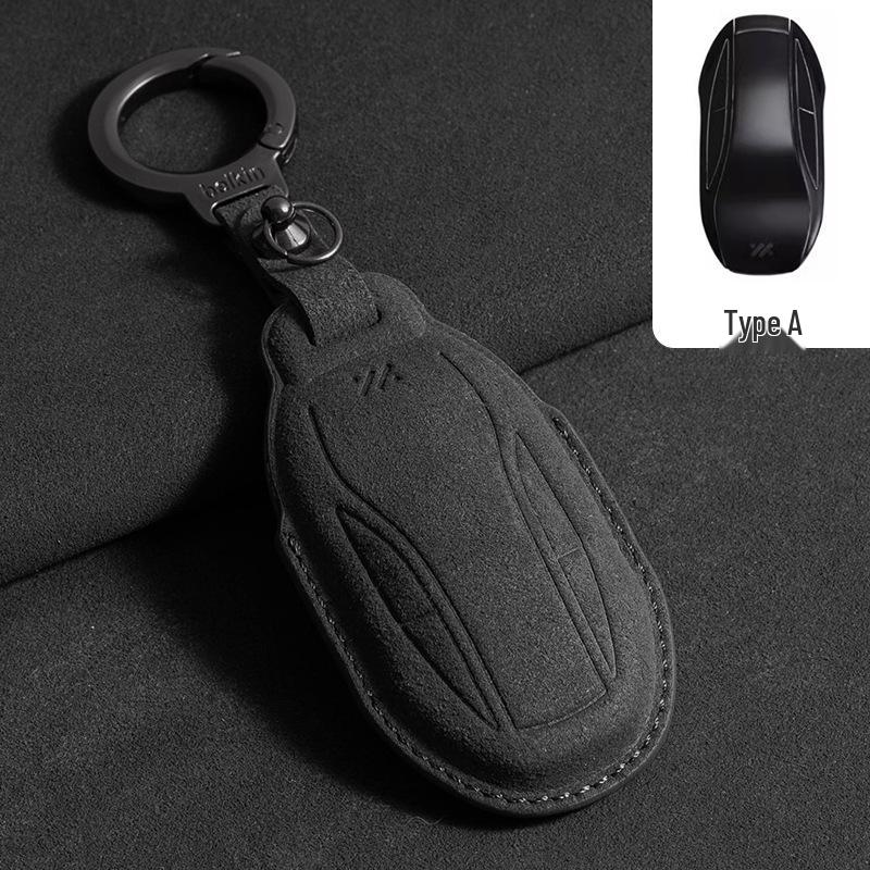 Zhiji L7 Key Cover: Suede LS7 Car Key Case with Buckle, Unisex Interior Accessory