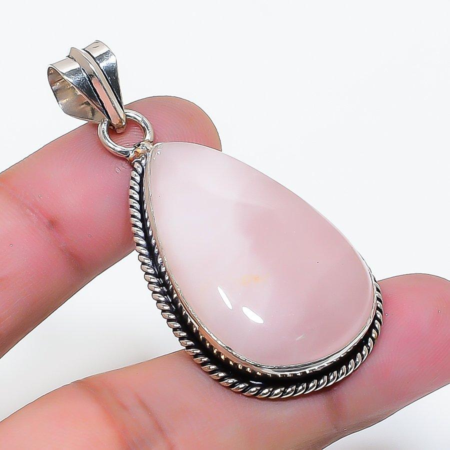 Natural Rose Quartz Gemstone Handmade 925 Sterling Silver Pendant 1.97  AP-15884
