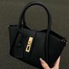 Black Premium Textured Tote Bag Women's 2025 New Trendy Casual Commuter Handheld Shoulder Crossbody Bag