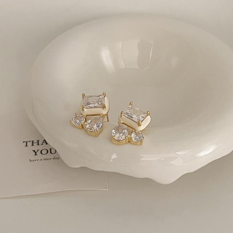 Colorful Zircon Drip Glaze Hoop Earrings: Chic Light Luxury Style for Fashion-Forward Women