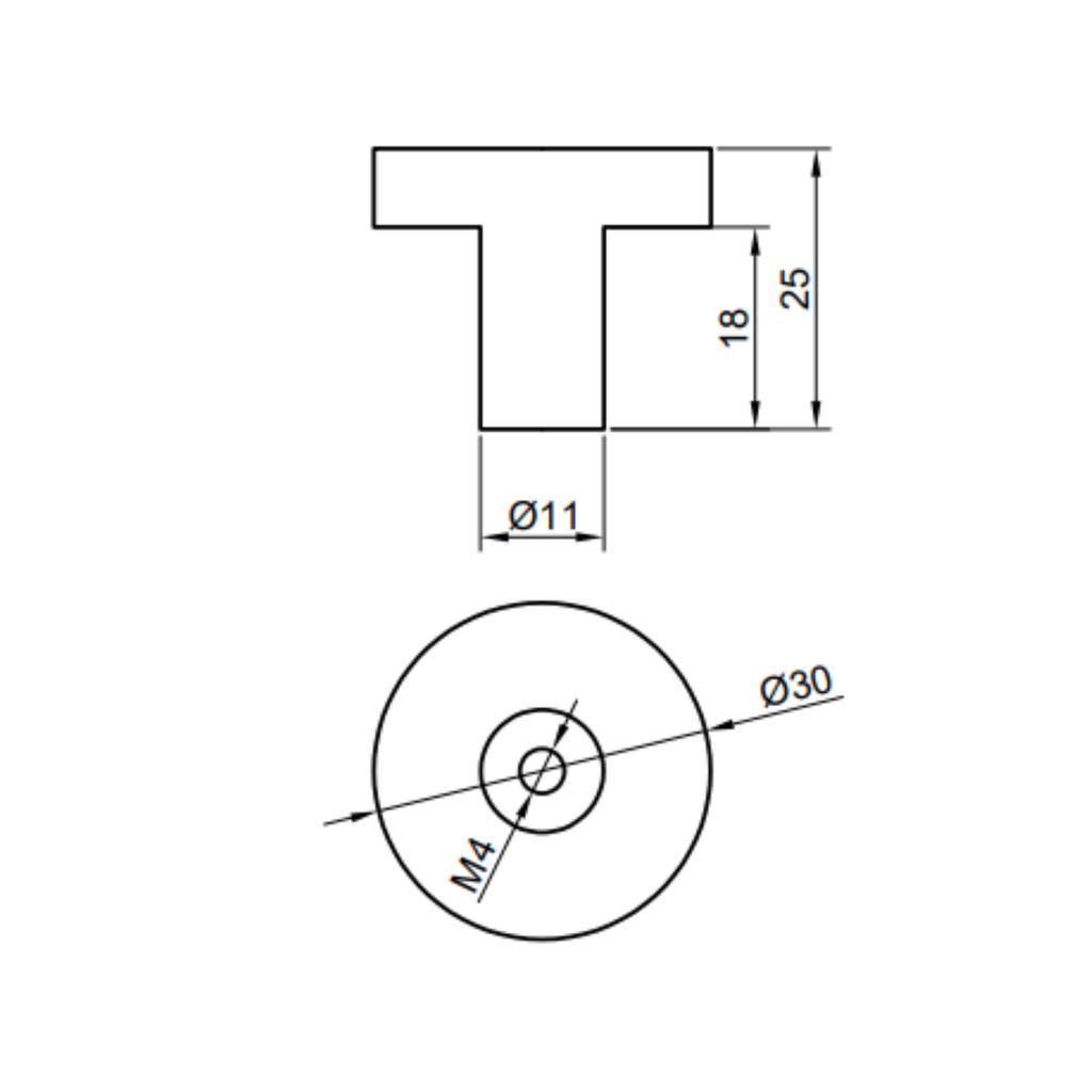 Round metal silver furniture knob