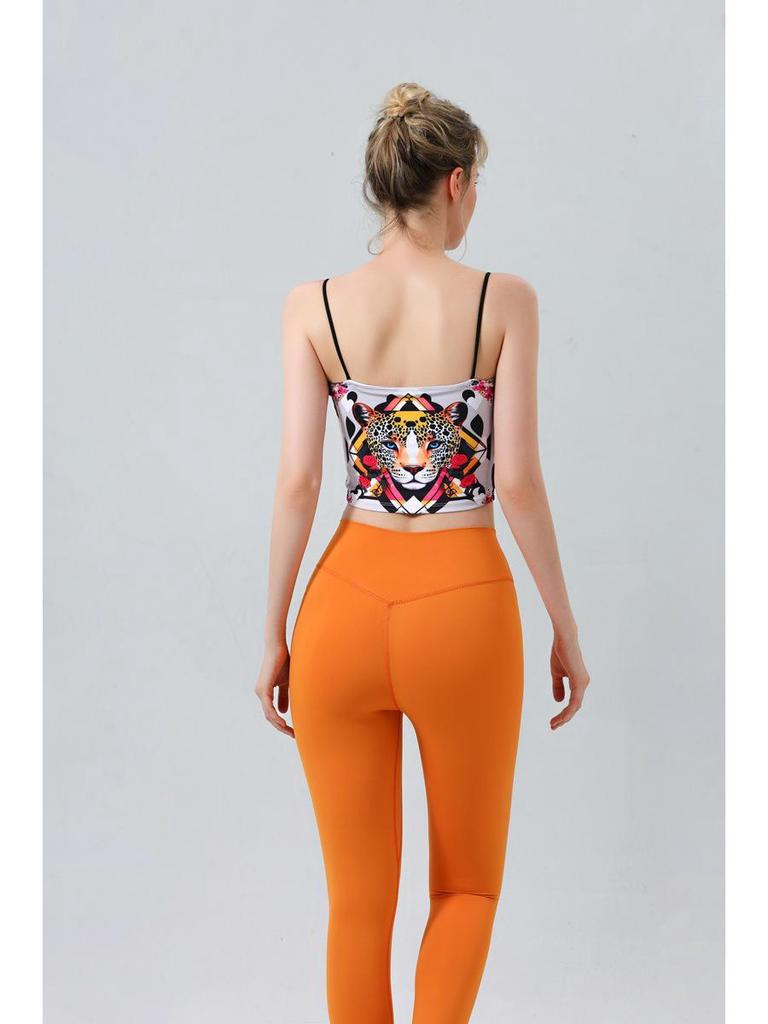 European & American Leopard Print Yoga Bra and Leggings Set