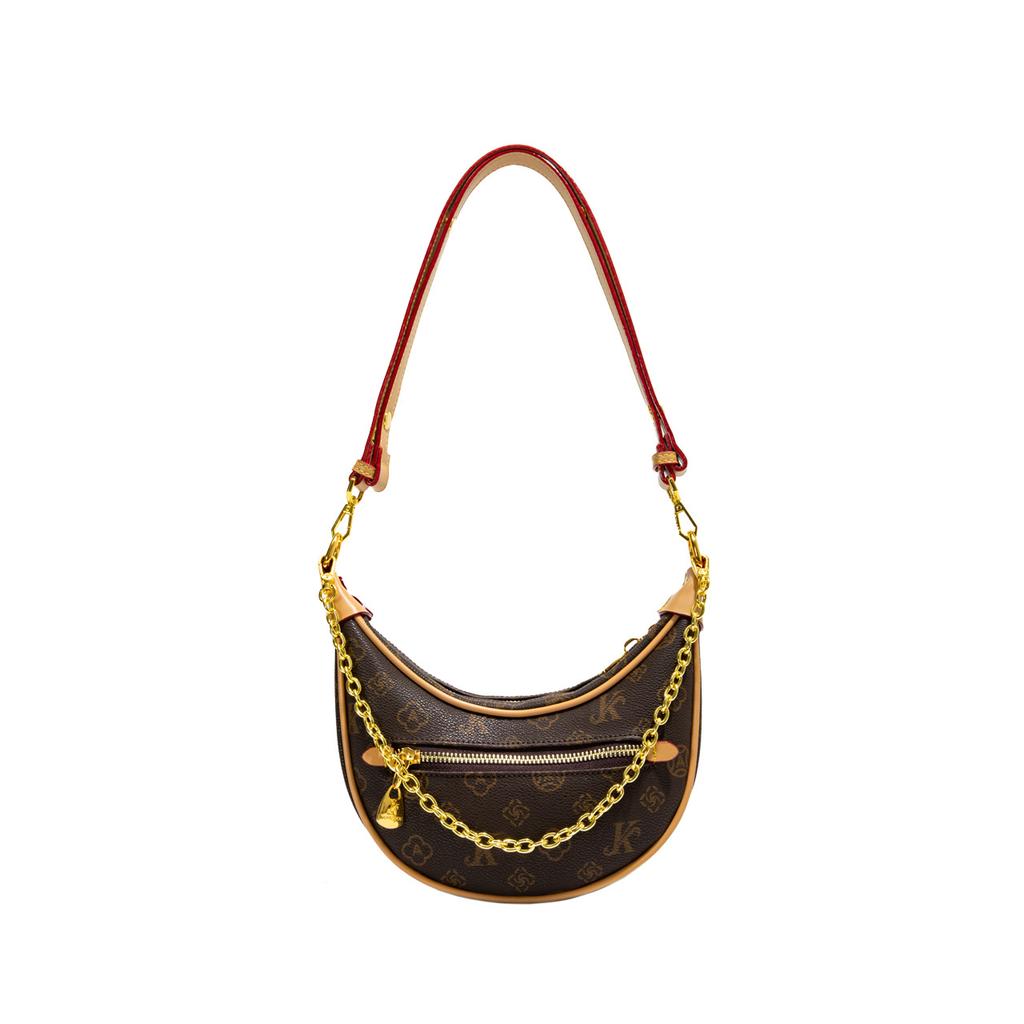 Monica Qiqi Women's Bag Casual Versatile One Shoulder Oblique Cross Commuter Bag 2025 New Chain Crescent Bag