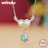 WOSTU 925 Silver Christmas Tree Car Beads Elk Snowflake Charm Snowman Puppy Cat Pendant Fit DIY Bracelet Necklace Cute Xmas Gift
