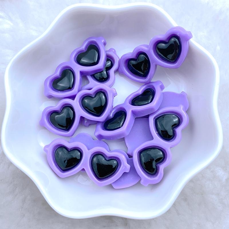 10Pcs New Cute 13*30mm Resin Heart Shaped Glasses Series Flat Back Fit Phone Deco Parts Embellishments For Hair Bows Accessories
