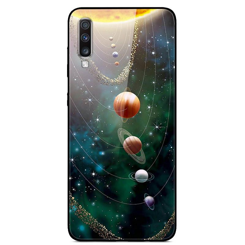 For Samsung A70 Case Cute Pattern Tempered Glass Back Hard Cover Case For Samsung Galaxy A70 Phone Cases Coque A70S A 70 Fundas