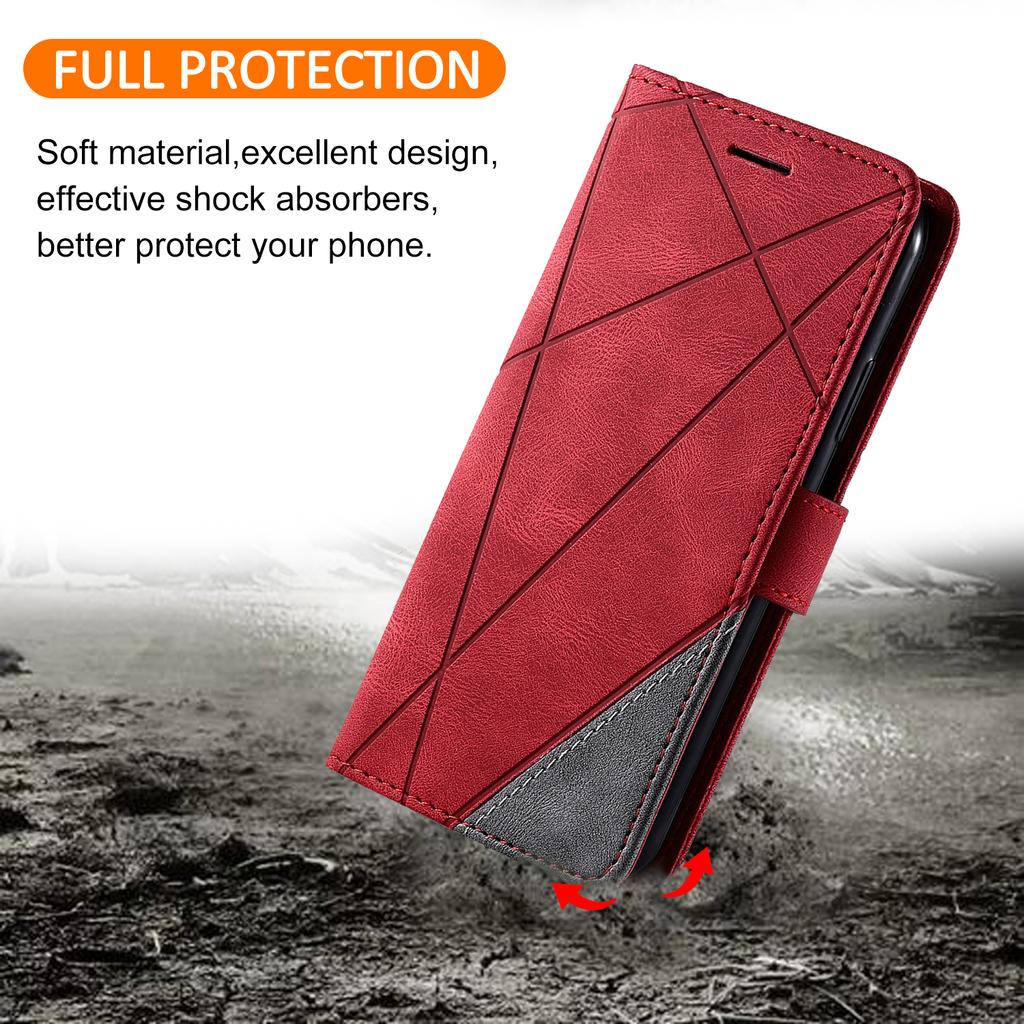 Leather Case for Honor 400 Smart 5G/4G/X7d 4G/5G Imprinted Lines Splicing Wallet Phone Cover