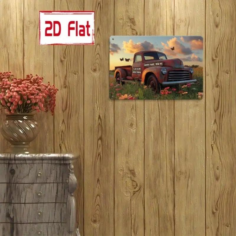Vintage Pickup Truck Metal Tin Sign Retro Wall Decor Art 20x30cm