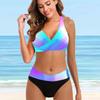 Жіночі купальні костюми, бікіні, 2 предмети, купальник із відкритою спинкою, пляжний одяг, фіолетовий купальний костюм з градієнтним принтом