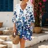 Women's Casual Loose Fit V Neck Dolman Sleeve Dress Floral Print Lightweight Comfortable Summer Beach Cover Up