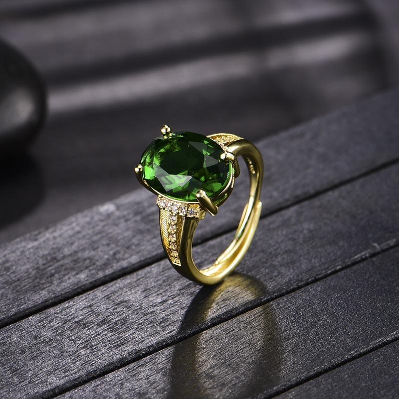 Sace Gems Klassischer Luxus Der ovale grüne Zirkon Ring Damen Schmuck Hochzeitsversprechen Party Geschenk