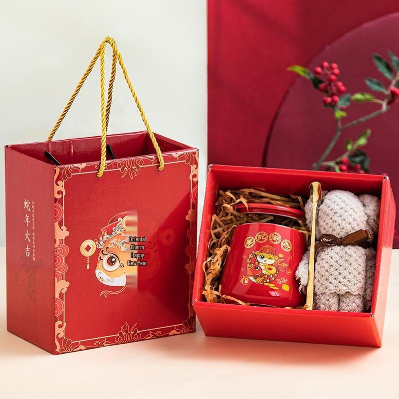 HANDUNYOU Golden Snake Ceramic Mug Gift Set