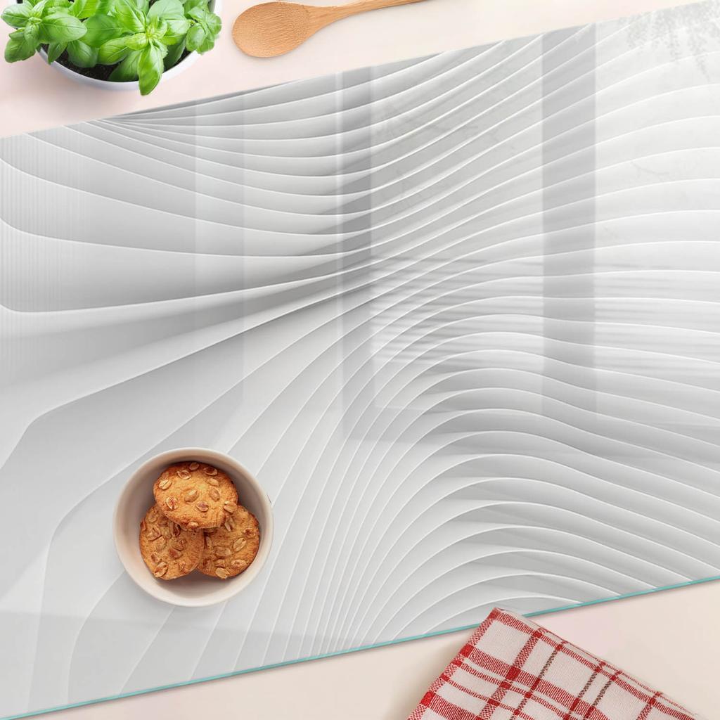 Decorative Glass Kitchen Cutting Board Abstract Lines 80X52 Cm