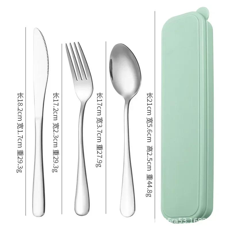 Portable Stainless Steel Cutlery Suit with Storage Boxes Chopstick Fork Spoon Knife Travel Tableware Sets Camping Cutlery