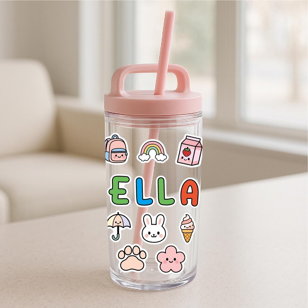 Water Cup Letter Sticker Cartoon Cute Touch Film Anti-slip Water Cup Lunch Box Mobile Phone DIY Gift Letter Sticker