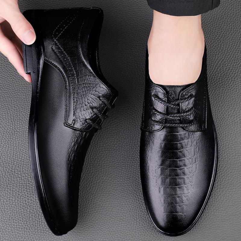 Fashion Handmade Genuine Leather Mens Shoes New Trendy Minimalist Oxford Shoe Lace Up Formal Business Shoes Classic Gentleman Footwear