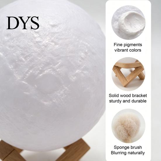 Customizable Bedside Light DIY Paint Your Own Moon Lamp, LED Night Kit with 8 Safe Pvc Lamp Colors And Brushes, Kids Craft Project, Warm Glow Bedroom