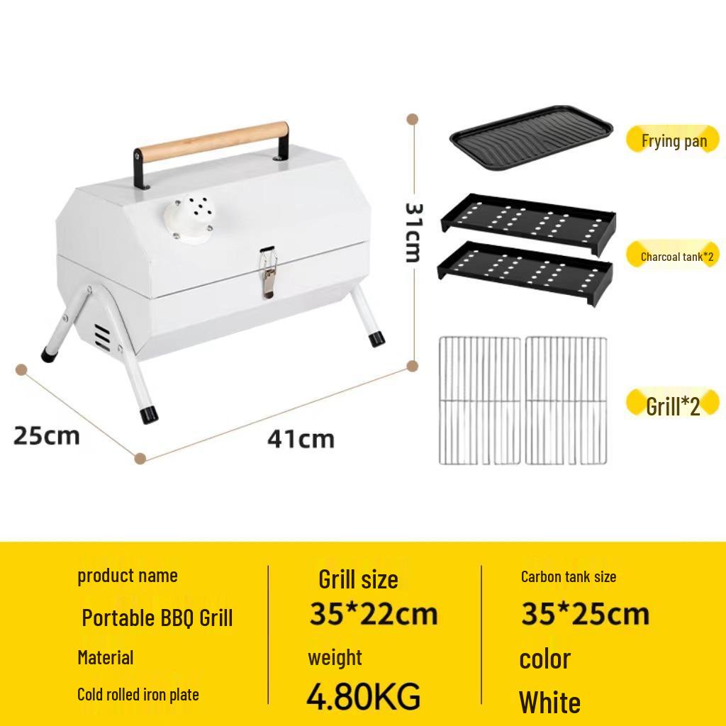 

Портативный уличный угольный гриль с дымоходом для барбекю - Ручной коптильщик для мяса для приготовления во дворе 42.5cm 29.5cm 29.5cm