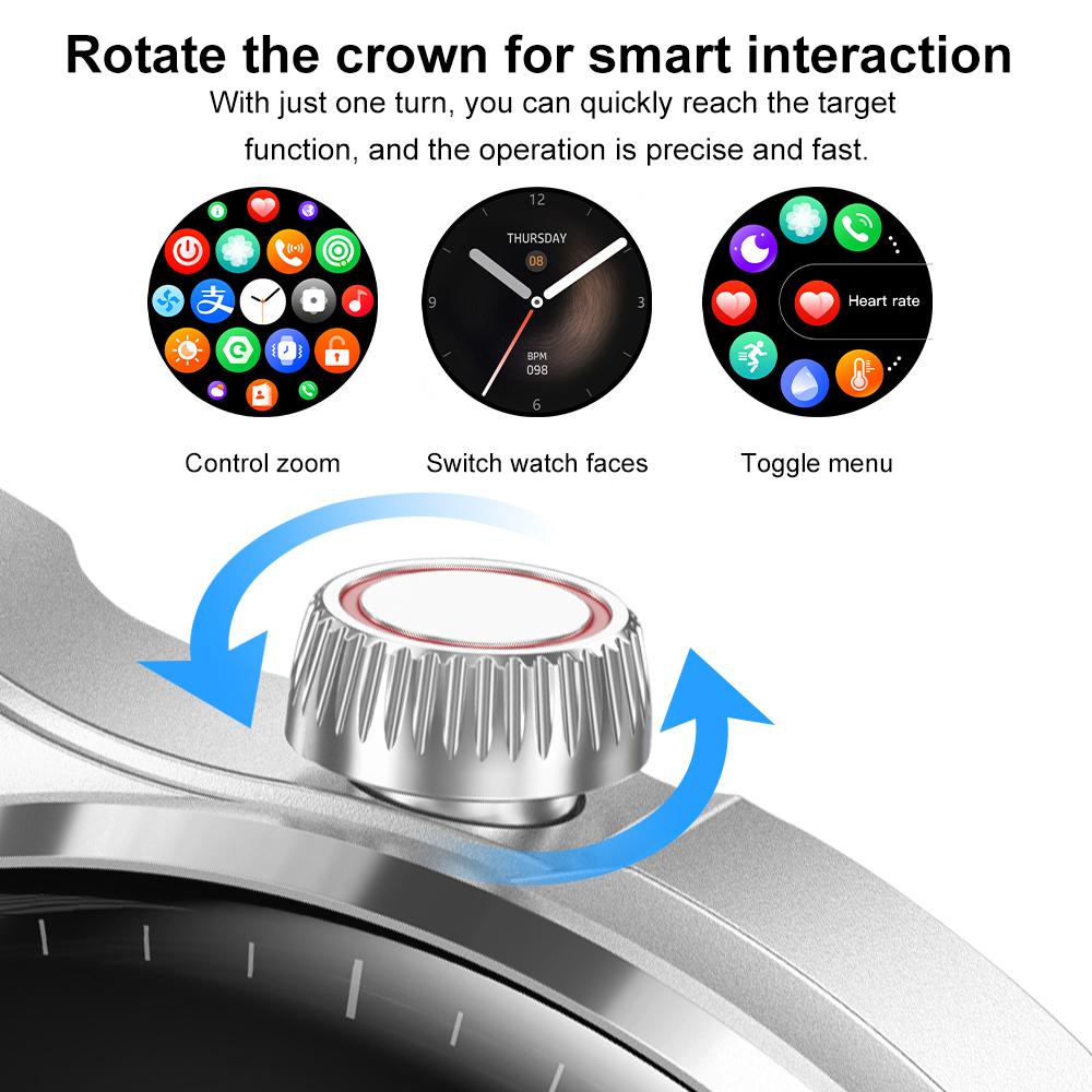KEYSION 2025 New 1.53'' 48mm Bluetooth Call Smart Watch Men Sport SPO2 Heart Rate Health Monitoring GPS NFC Smartwatch for Android IOS Phone