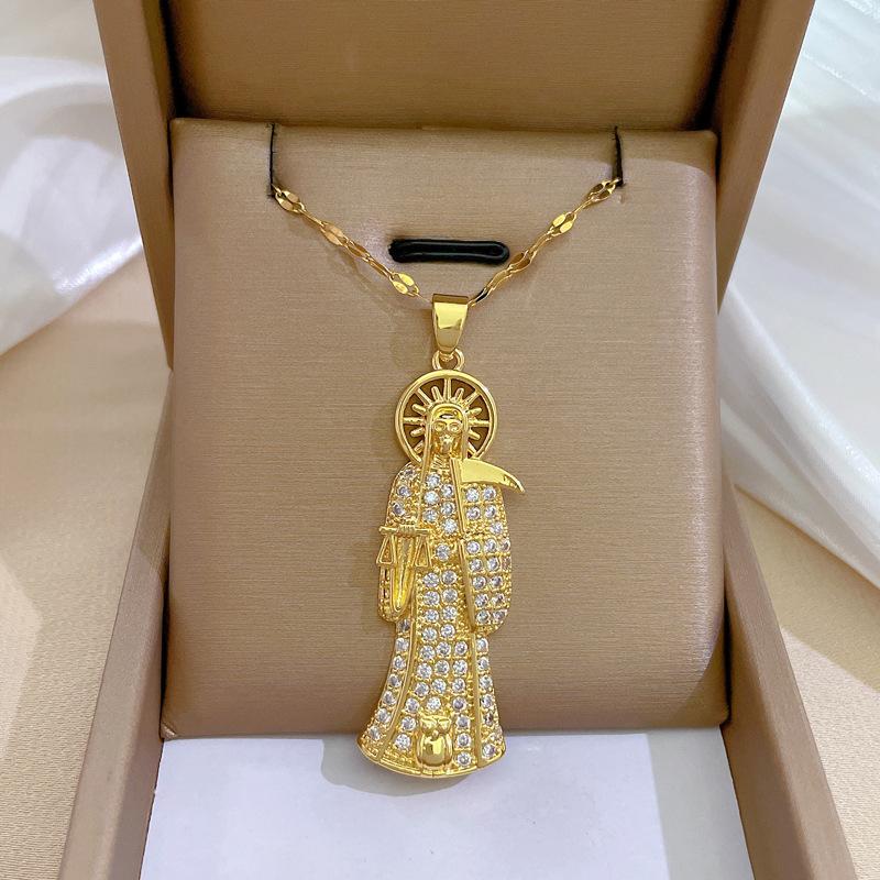Full Diamond Luxury Light Luxury Banquet Wedding Necklace Female Internet Celebrity Versatile Collarbone Chain Titanium Steel Chain