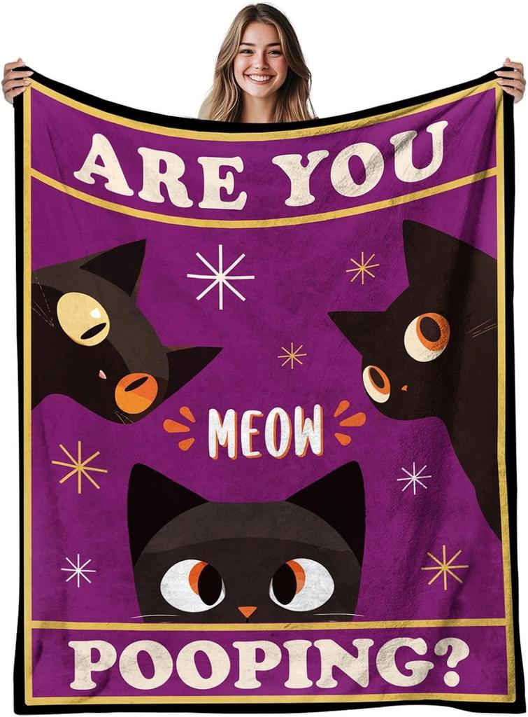1PC Handdraw Cute Cats Pattern Throw Thin Blanket Gifts for Couch Bed Car Home Camping For Cute Animals Lovers All Season Use